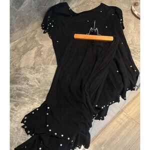 Vintage Black Suede Studded Top and Skirt Set Size Small